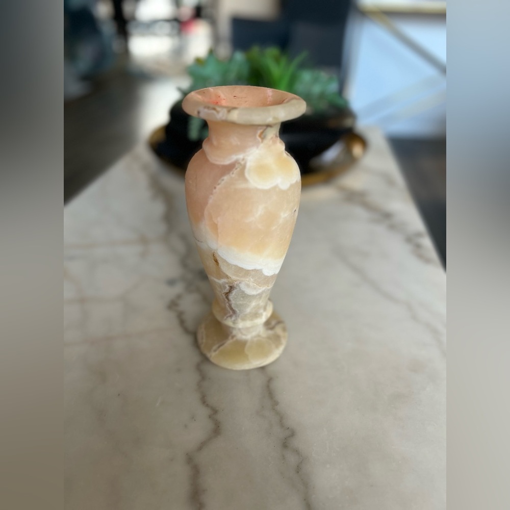 1/3 Authentic Egyptian Alabaster Vase | Handcrafted Stone Decor